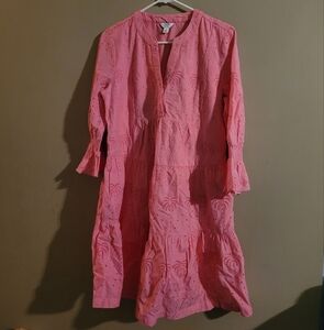 Crown & Ivy Coral Eyelet Dress Small